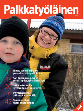 Uudistuneen Palkkaty�l�inen-lehden ensimm�inen numero. Kanteen Oskari ja Sari Kankalan kuvasi HELI SAARELA