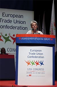 EAY:n uusi psihteeri Bernadette Sgol. Foto: ETUC/EAY